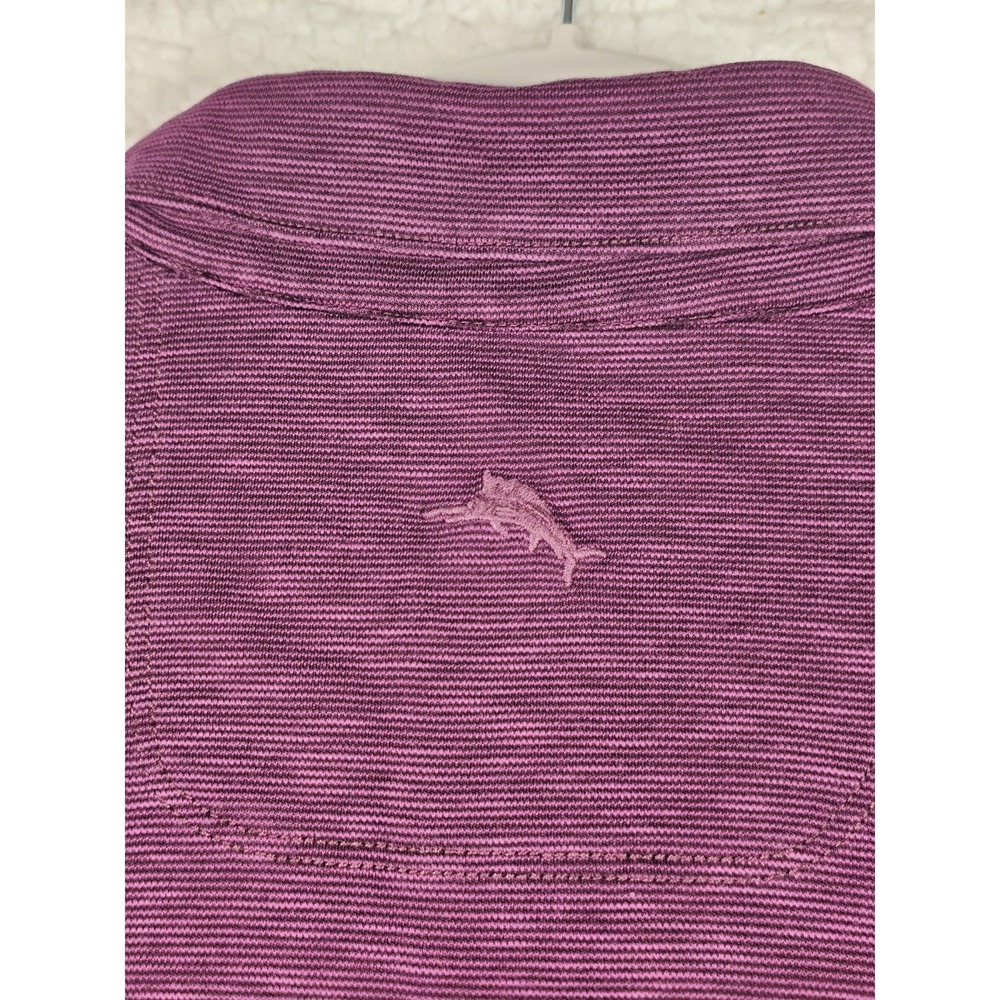 Tommy Bahama Men's XL Purple Long Sleeve Polo Shirt Tencel Cotton Heather Stripe - Picture 9 of 11